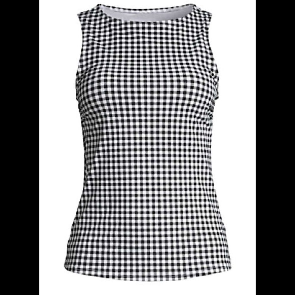 Land’s End Plus size high neck tankini black white check Various - Picture 4 of 5